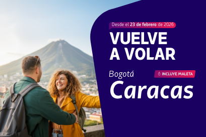 Cero escalas, cero líos: volamos directo a la capital venezolana. Aliste la maleta y prepárese para aterrizar en un abrir y ce